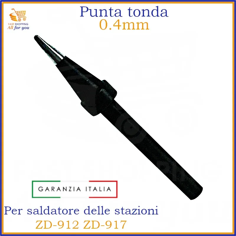 Punta di Ricambio Tonda 0.4mm per Saldatore Stazioni ZD-912 e ZD-917 (N4-2)