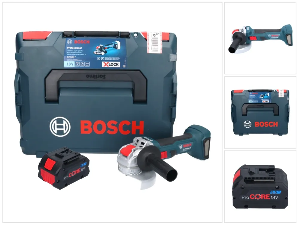 Bosch GWX 18V-7 Smerigliatrice angolare professionale batteria 18 V 125 mm Brushless X-LOCK + 1x batteria ricaricabile Pro...