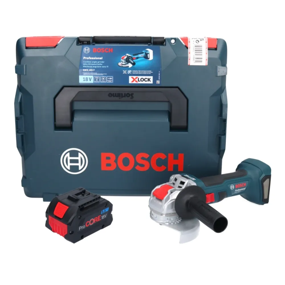 Bosch GWX 18V-7 Smerigliatrice angolare professionale batteria 18 V 125 mm Brushless X-LOCK + 1x batteria ricaricabile Pro...