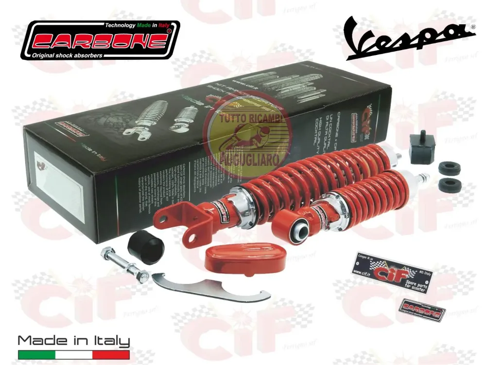 Kit ammortizzatori Carbone rossi regolabili Vespa 50 Special L N R 125 ET3