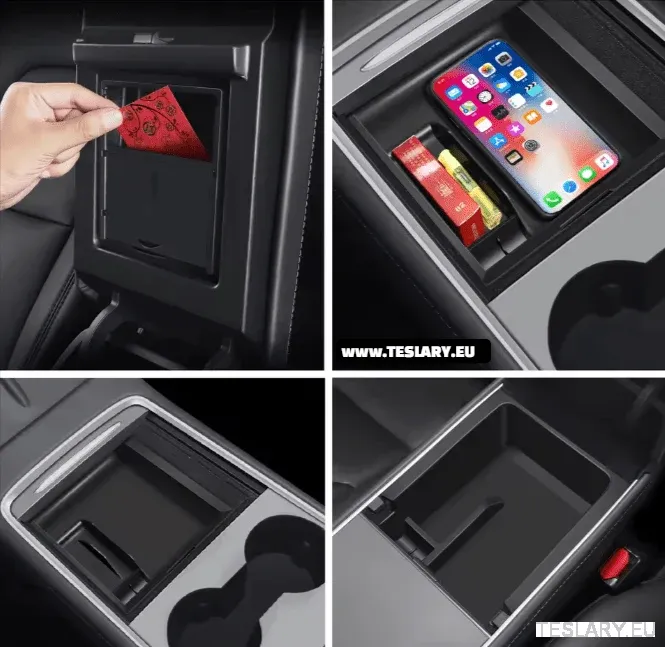 Tesla Modello 3/Y Accessori 4 pezzi Kit Center Console Organizer + Copertina per la privacy della fotocamera