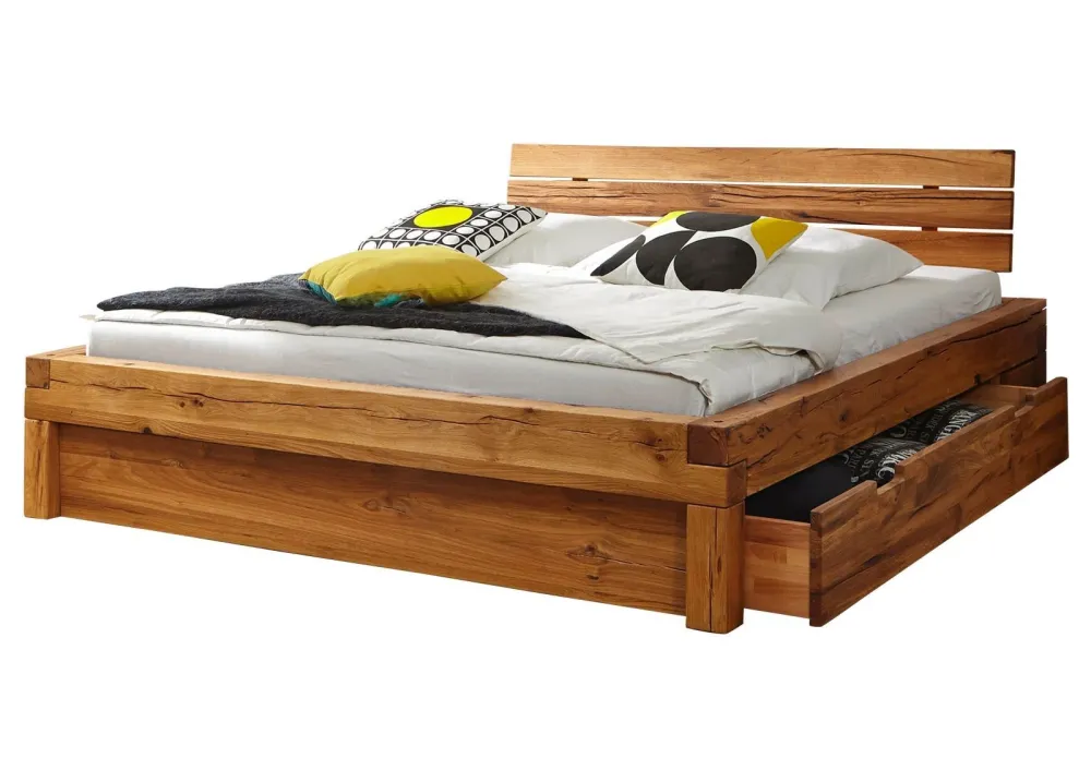 Letto su trave KRAKAU 140x200 cm con box letto tamburato di faggio