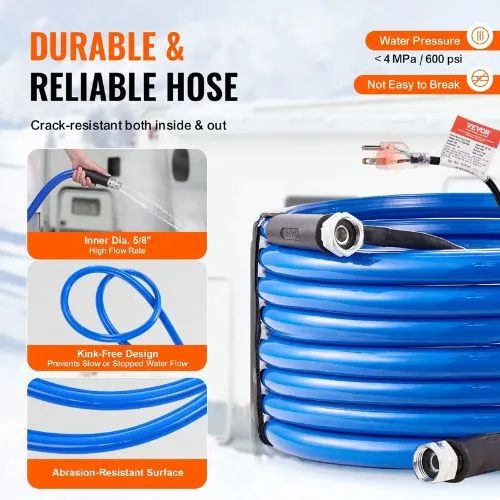 30FT Caldo RV Water Hose-Self-Regulating, Antifreeze Protection to -45°F, BPA & Lead-Free, 5/8" I.D. 3/4" GHT Adapter