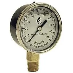 American Granby - EILPG1002-4LNL - Water Well Pump Liquid Filled Side Lower Mount Pressure Gauge 0 to 100 PSI, 1/4" MNPT