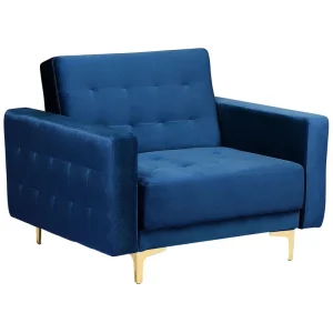 Armchair ABERDEEN Di velluto Navy Blue