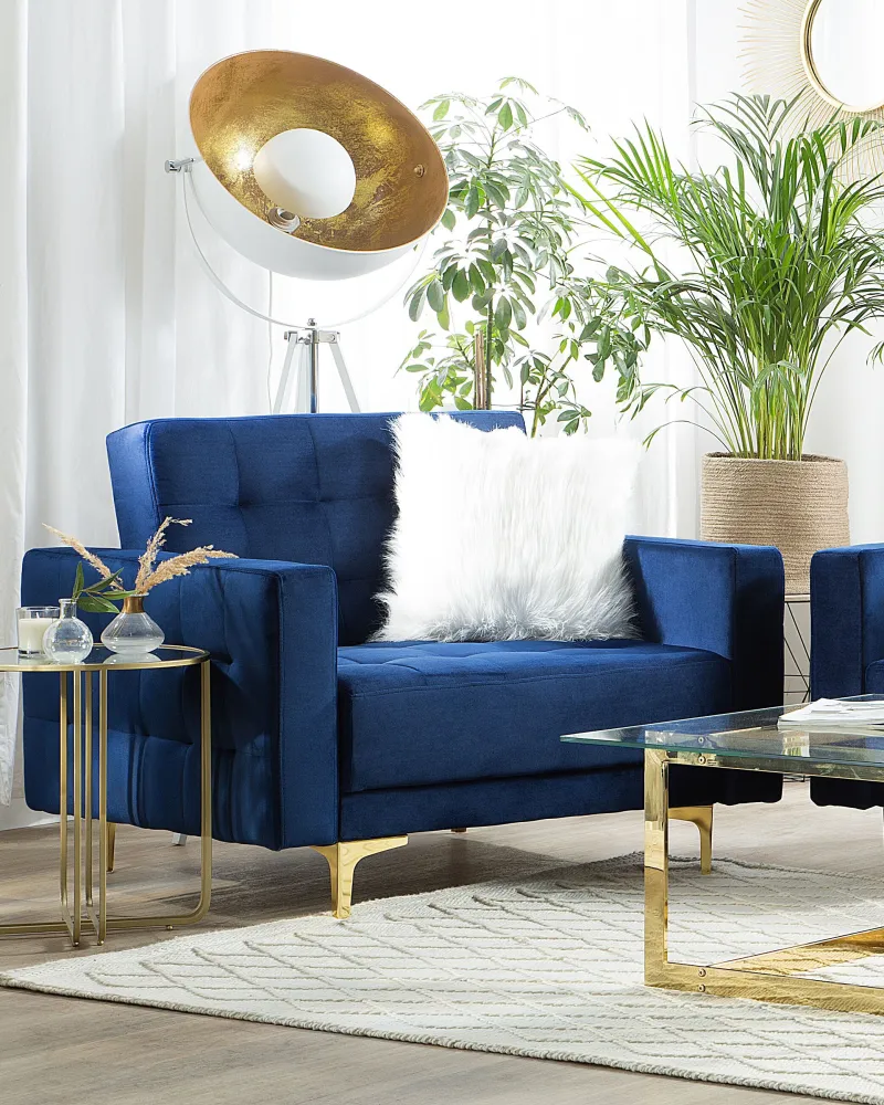 Armchair ABERDEEN Di velluto Navy Blue