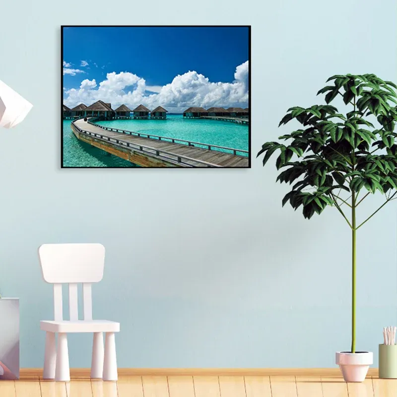 Bridge to Sea, decorazione da parete per salotto, con paesaggio contemporaneo, colori pastello