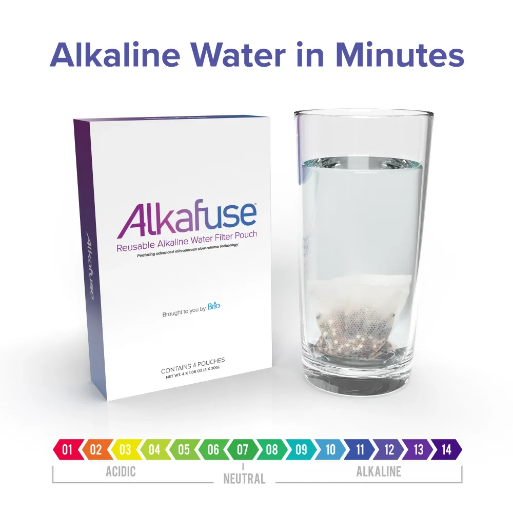 Brio Alkafuse Trasportabile Alkaline Water Filter Pouches (4-Pouches)