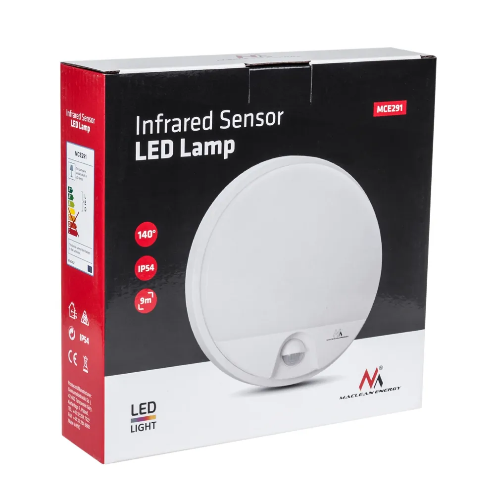 Maclean MCE291 W Wall LED Infrared Motion Sensor LED Wall Lamp Indoor Outdoor Lighting 15W Waterproof Sigillato