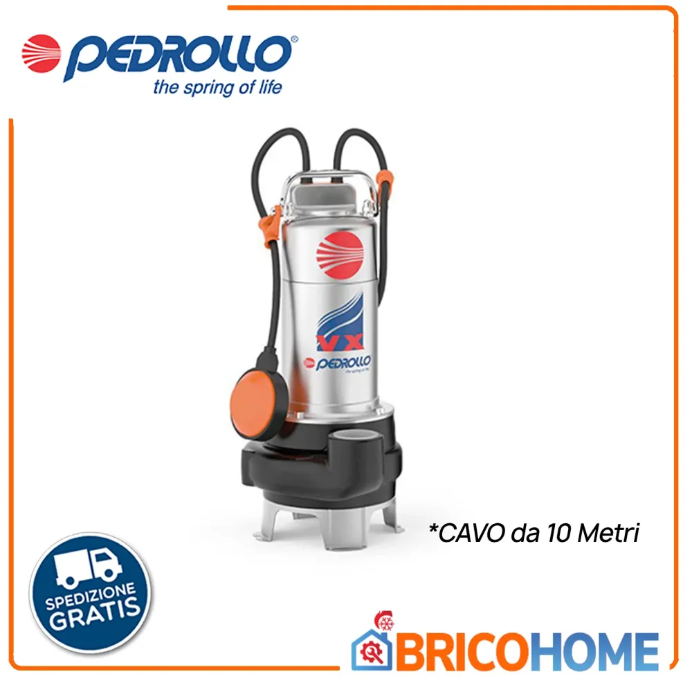 PEDROLLO VXm 10/35-N submersible electric pump drainage cesspools and sewage 10 METERS CABLE Supply
