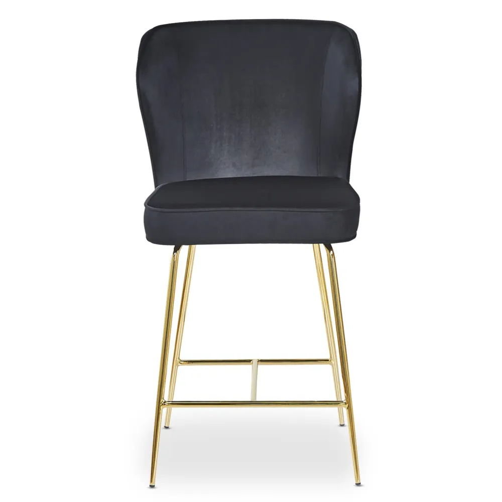 Sedia da bar Elsa Gold velluto nero
