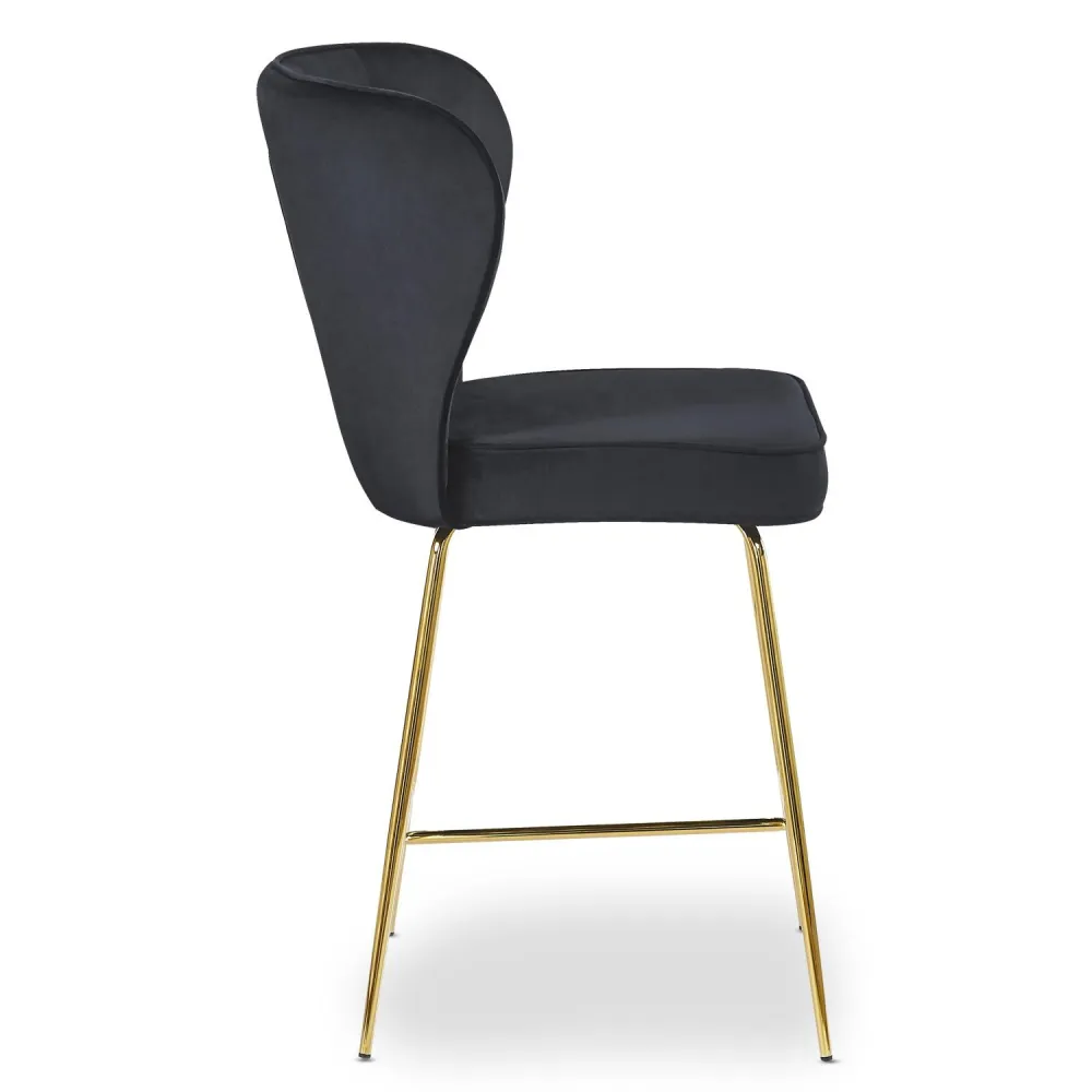 Sedia da bar Elsa Gold velluto nero