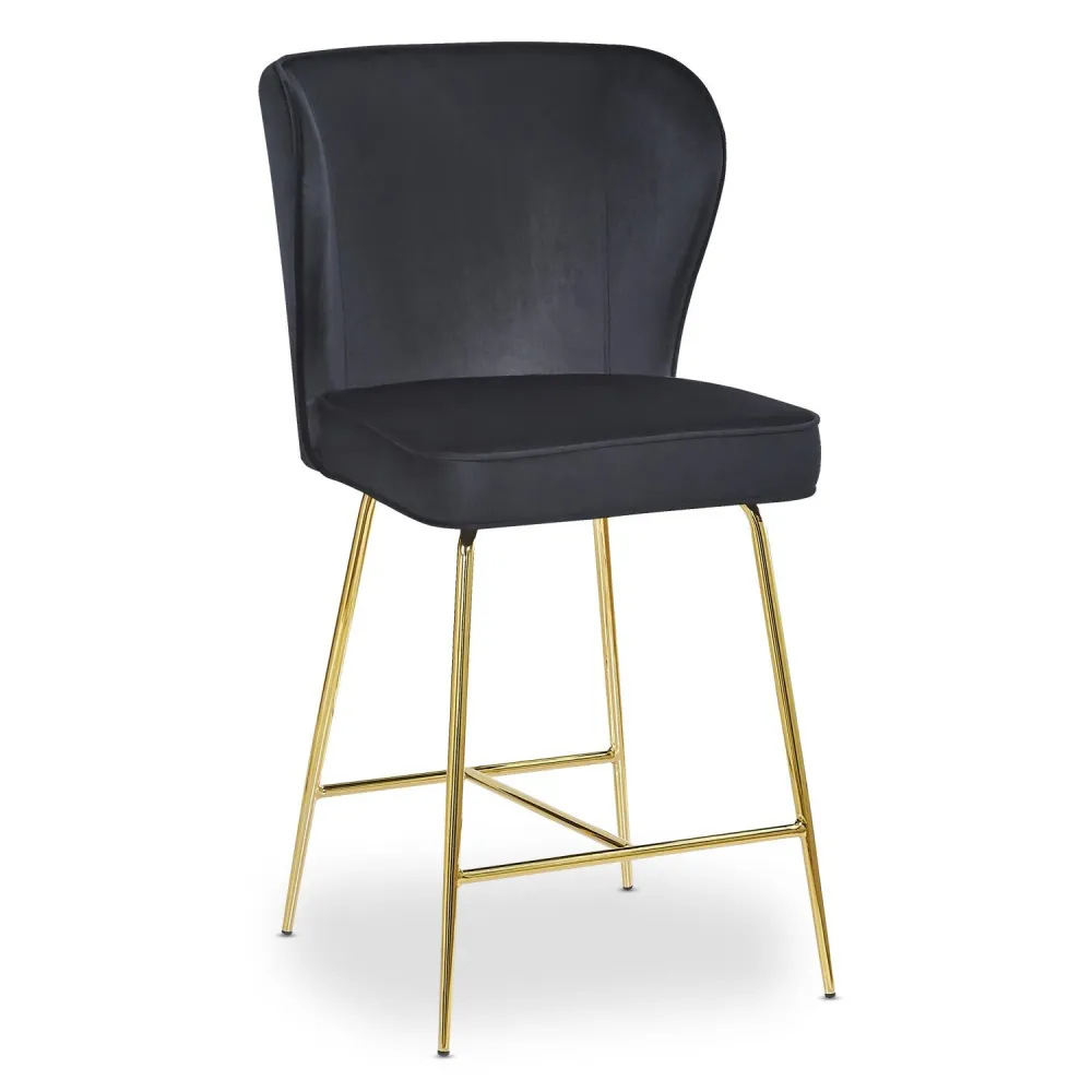 Sedia da bar Elsa Gold velluto nero