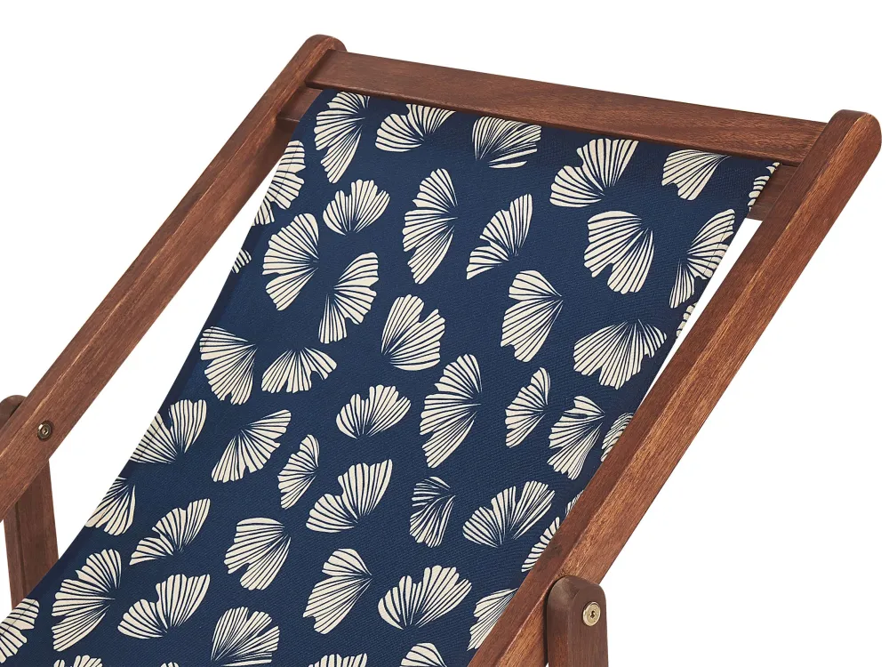 Set 2 Sun Lounger Replacement Fabrics Floral Pattern Navy Blue ANZIO/AVELLINO