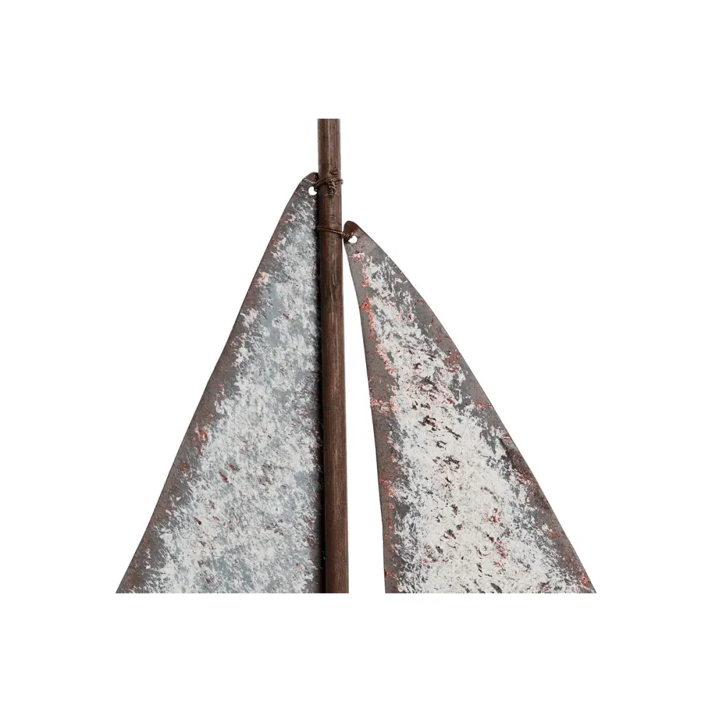 Statua Decorativa Home ESPRIT Bianco Naturale Barca vela Finitura invecchiata 35,3 x 8 x 46,5 cm