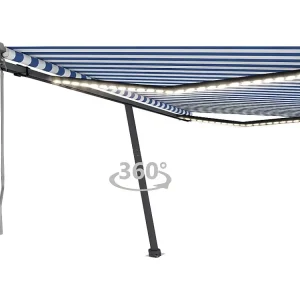 Tenda automatica con sensore vento/LED 400x300 Blu e bianco