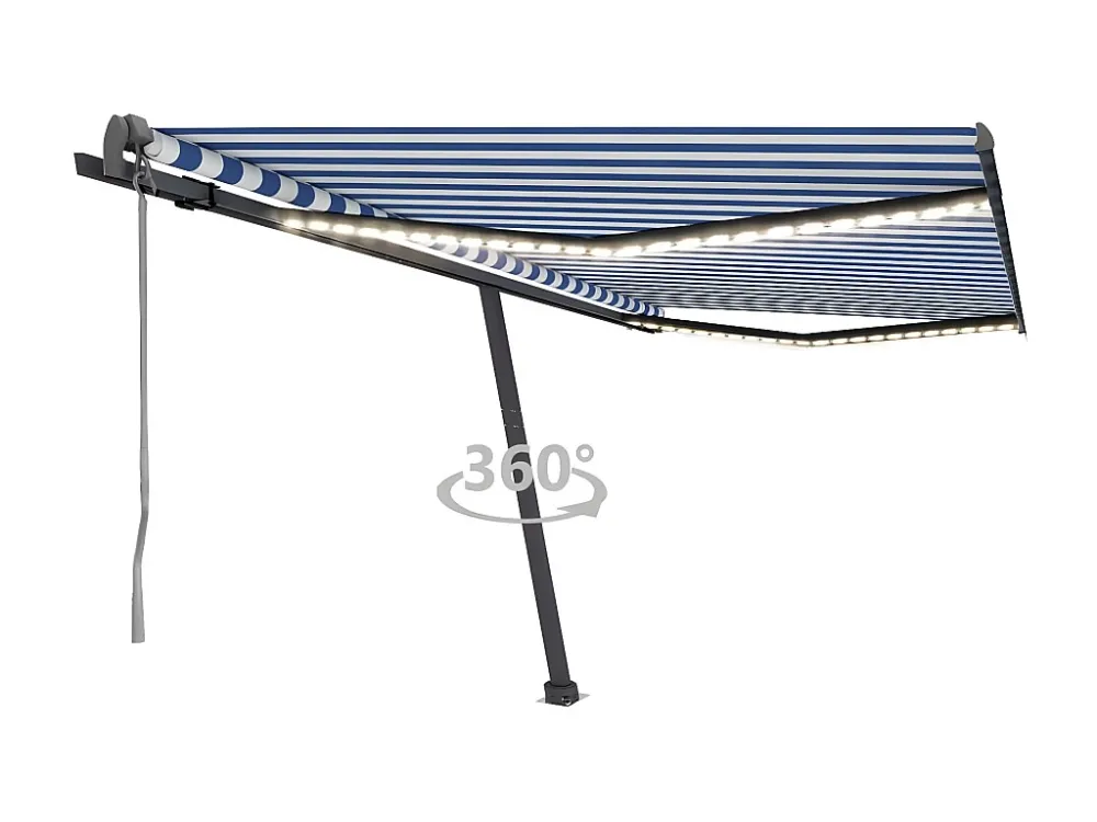 Tenda automatica con sensore vento/LED 400x300 Blu e bianco