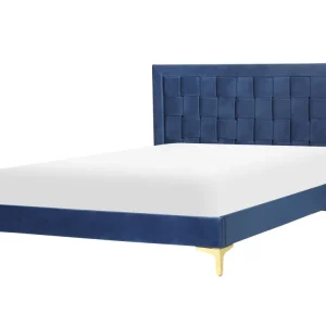 Velvet EU Double Bed Navy Blue LIMOUX