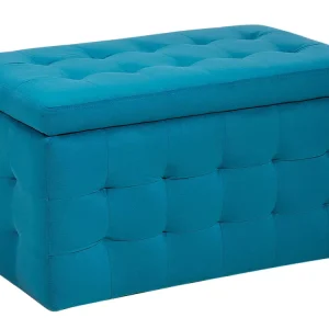 Velvet Fabric Storage Ottoman Sea Blue MICHIGAN