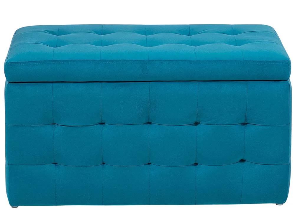 Velvet Fabric Storage Ottoman Sea Blue MICHIGAN