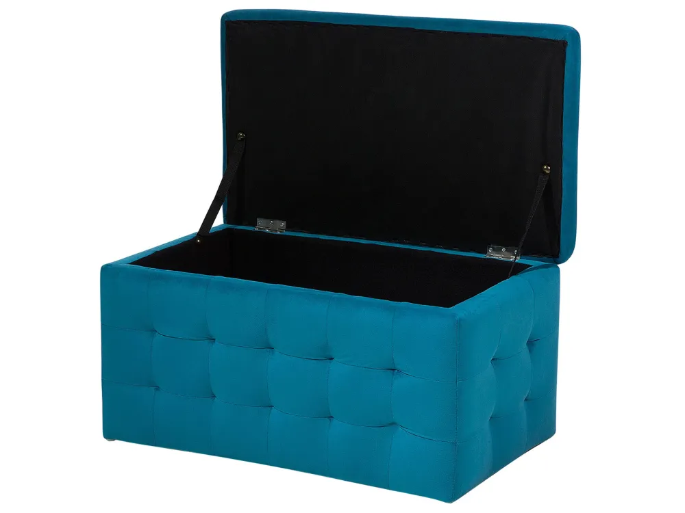 Velvet Fabric Storage Ottoman Sea Blue MICHIGAN