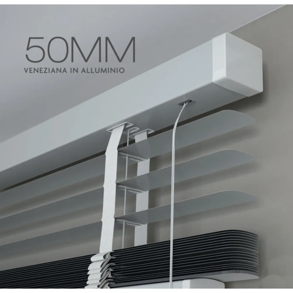Veneziana Metallo luminoso 50mm Tenda Corda con Nastro PVC