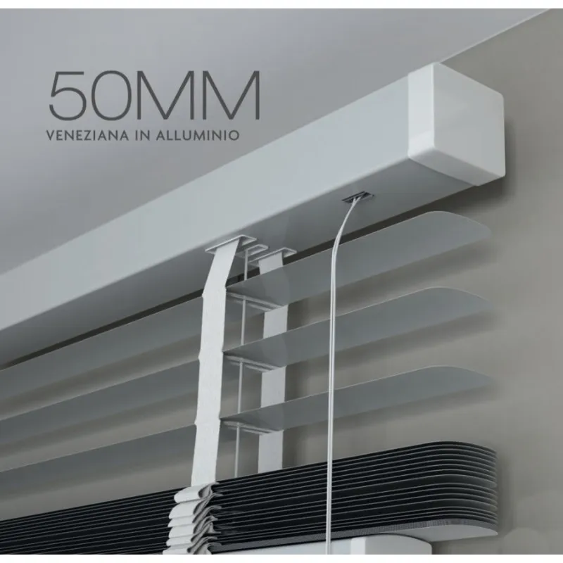 Veneziana Metallo luminoso 50mm Tenda Corda con Nastro PVC
