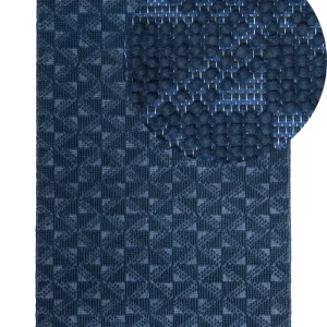Wool Area Rug 140 x 200 cm Navy Blue SAVRAN