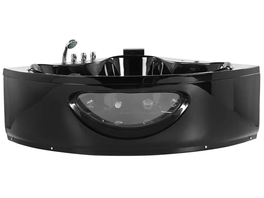 Whirlpool Corner Bath LED 1900 x 1500 cm Nero notte TOCOA