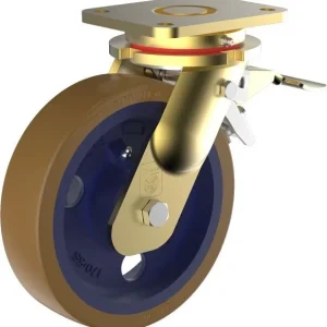 Pesante Lavorazione Ruota girevole per carichi pesanti Wicke con pneumatici poliuretano Topthane® 92 Shore marroni su un a...