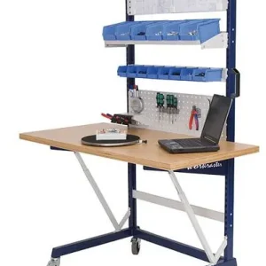 Bedrunka+Hirth workraster mobile Unilaterale con piano di lavoro 2x pareti forate 1x portacontenitori Dimensioni mm (LxPxA...