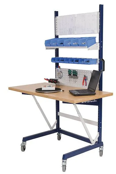 Bedrunka+Hirth workraster mobile Unilaterale con piano di lavoro 2x pareti forate 1x portacontenitori Dimensioni mm (LxPxA...