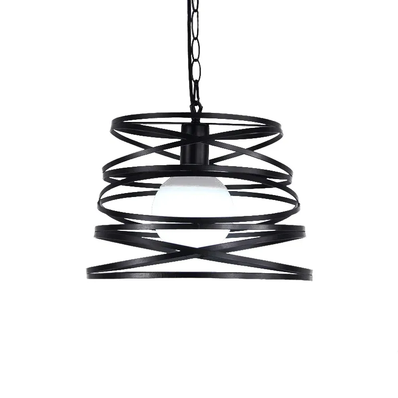 Lampada sospensione da soffitto per ristorante con paralume spirale, metallo industriale, 1 lampadina, lampada sospensione...