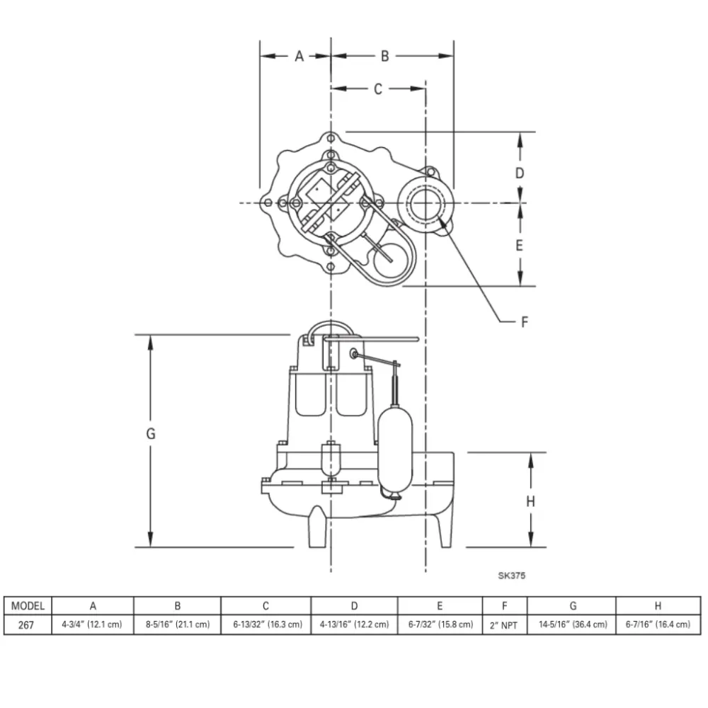 Zoeller M267 Sewage Pump 267-0001 — 1/2 HP Ghisa di qualità, Automatic, 2″ Solids (10′ Cord)