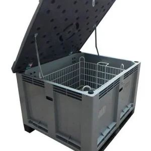 Contenitore batteria DENIOS PE 299 litri M-Box 2 Advanced riempimento PyroBubbles® 261-772