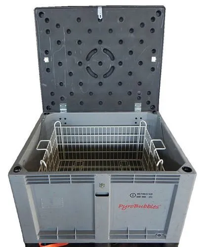 Contenitore batteria DENIOS PE 299 litri M-Box 2 Advanced riempimento PyroBubbles® 261-772