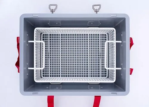 Contenitore batteria DENIOS PP 28 litri S-Box 1 Advanced riempimento PyroBubbles® 261-769