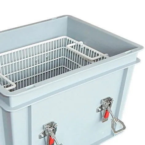 Contenitore batteria DENIOS PP 28 litri S-Box 1 Advanced riempimento PyroBubbles® 261-769