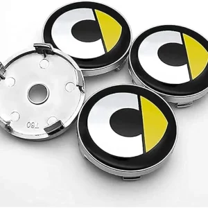 4 Coprimozzo Smart 451 453 Fortwo Forfour 2009-2020 Compatibile Giallo da 60mm