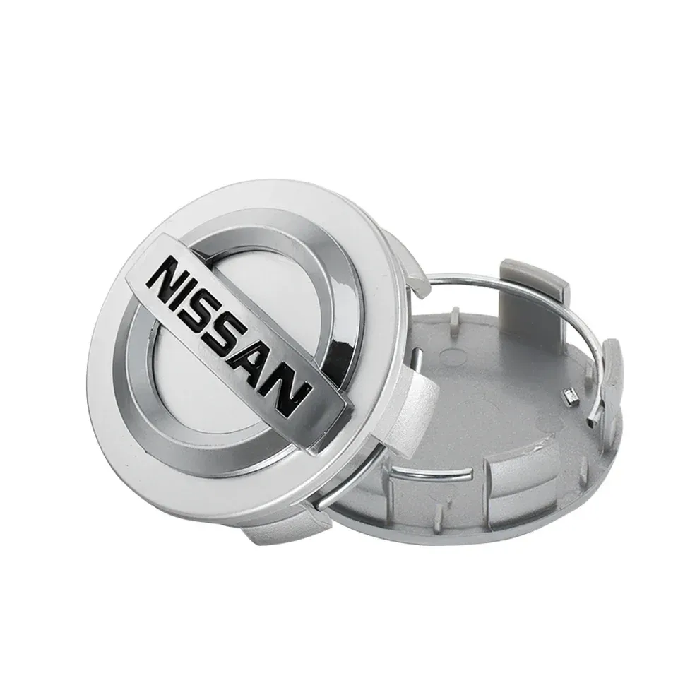 SET 4 Coprimozzo Tappi Nissan Juke Micra Navara Leaf 60mm Compatibile GRIGIO Cromato Borchie Ruote
