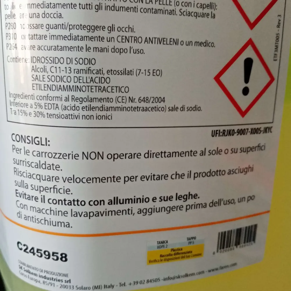 Faren Cleaner BC 5kg sgrassante alcalino bicomponente schiuma controllata