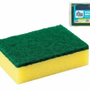 Spugna Abrasiva Doppia Gialla Con Fibra Verde- - Cm.12,5X9,5X4H. - 25 Pezzi Xtra