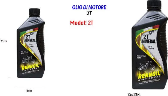 Olio Motore Lubrificante Miscela Per Motorini Moto Due Tempi Rennoil High Power 2t