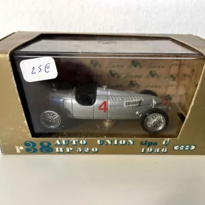 Auto Union Tipo C HP 520 del 1936 grigia numero 4 - auto da corsa (Brumm R38)