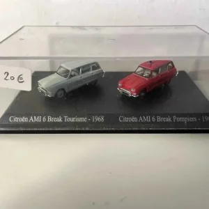 Citroën Ami 6 station wagon verde pallido del 1968 + Citroën Ami 6 station wagon rossa FIREFIGHTER del 1968 (scala HO)