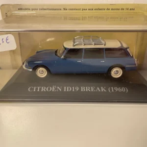 Citroën ID19 station wagon blu con tetto bianco sporco e portapacchi (scatola plexiglass)