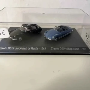 Citroën DS 19 nera del generale De Gaulle del 1963 + Citroën DS19 decappottabile blu del 1961 (scala HO)