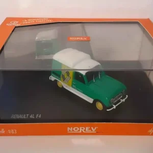 Furgone Renault 4L F4 verde e bianco con logo RENAULT (scatola rettangolare arancione)