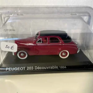 Peugeot 203 decappottabile bordeaux e capote nera del 1954 (blister)