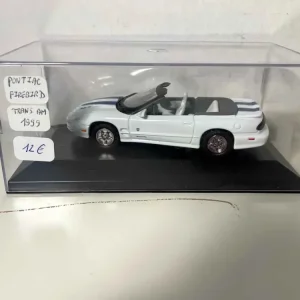Pontiac Firebird Trans Am del 1999 bianca e blu (auto americana) - scatola plexiglas